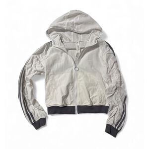 Fabletics Alex Track Jacket (White/Grey) Lightweight Windbreaker Zip-Up Hoodie
